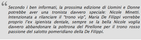 Uomini e donne 2013 anticipazioni, Maria De Filippi vuole Nicole Minetti sul trono?  